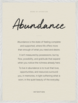 Abundance Word of Intention Framed print 60x80 cm / 24x32″ White frame Linen paper