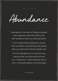 Abundance Word of Intention Framed print 70x100 cm / 28x40″ Black frame Carbon paper