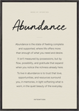 Abundance Word of Intention Framed print 70x100 cm / 28x40″ Black frame Linen paper