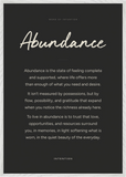 Abundance Word of Intention Framed print 70x100 cm / 28x40″ White frame Carbon paper