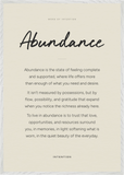 Abundance Word of Intention Framed print 70x100 cm / 28x40″ White frame Linen paper