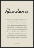 Abundance Word of Intention Framed print A1 (59.4 x 84.1  cm) Black frame Linen paper