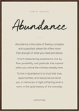 Abundance Word of Intention Framed print A1 (59.4 x 84.1  cm) Dark wood frame Linen paper