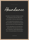 Abundance Word of Intention Framed print A1 (59.4 x 84.1  cm) Wood frame Carbon paper