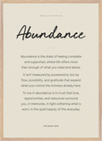 Abundance Word of Intention Framed print A1 (59.4 x 84.1  cm) Wood frame Linen paper