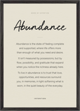 Abundance Word of Intention Framed print A2 (42 x 59.4  cm) Black frame Linen paper