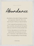 Abundance Word of Intention Framed print A2 (42 x 59.4  cm) White frame Linen paper