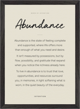 Abundance Word of Intention Framed print A3 (29.7 x 42  cm) Black frame Linen paper