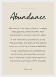 Abundance Word of Intention Framed print A3 (29.7 x 42  cm) White frame Linen paper
