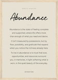Abundance Word of Intention Framed print A3 (29.7 x 42  cm) Wood frame Linen paper
