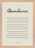 Abundance Word of Intention Framed print A3 (29.7 x 42  cm) Wood frame Linen paper