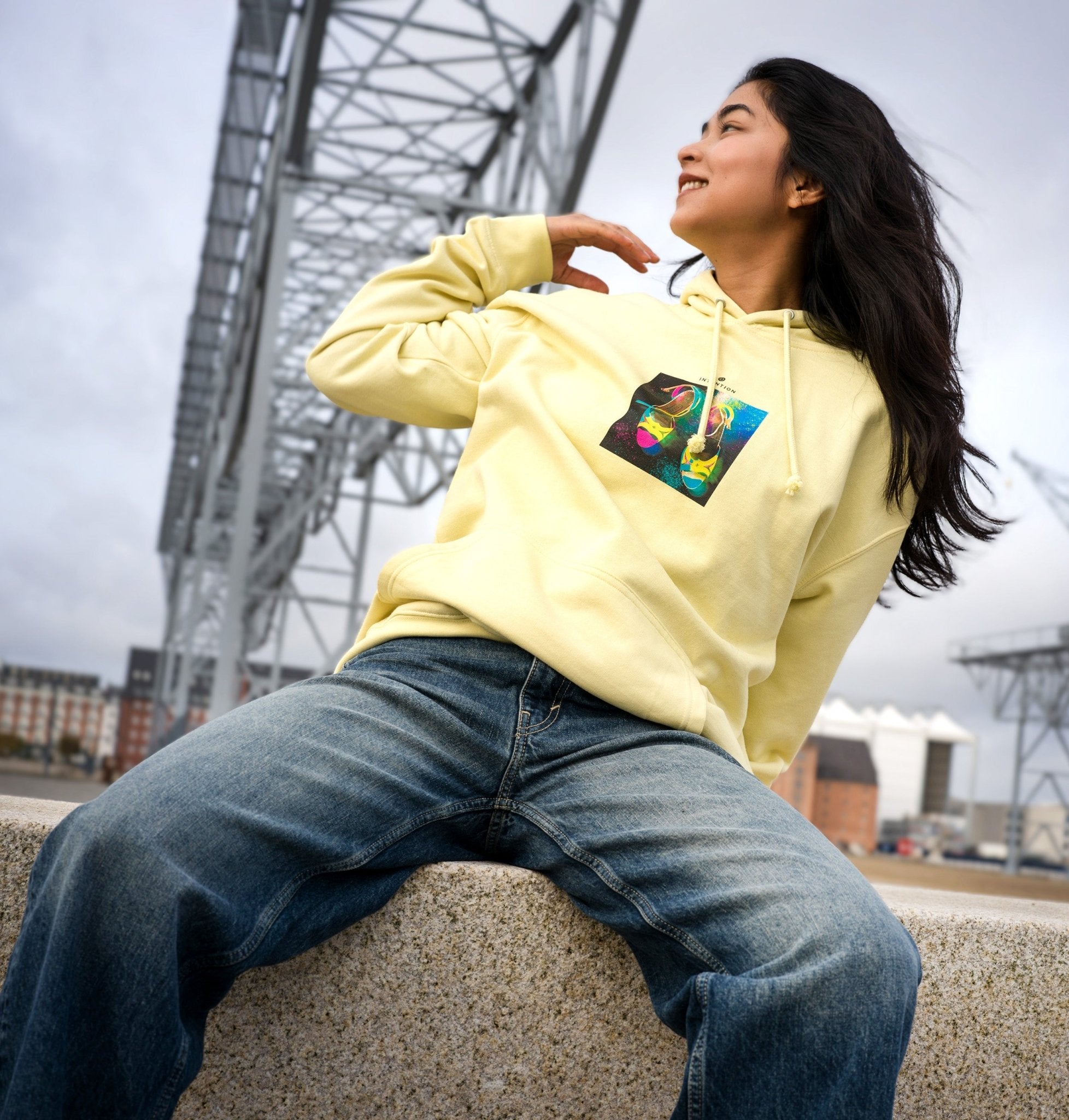 Adventurous  Hoodie  «Dancing in Colours »Light Yellow 1