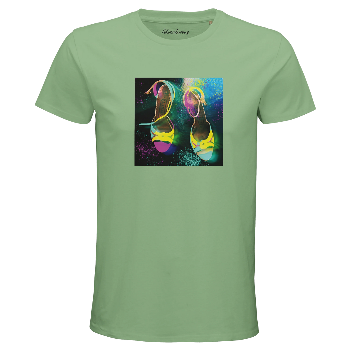 Adventurous Dancing in Colours Organic Men's Fitted T-shirt apple green flat front
