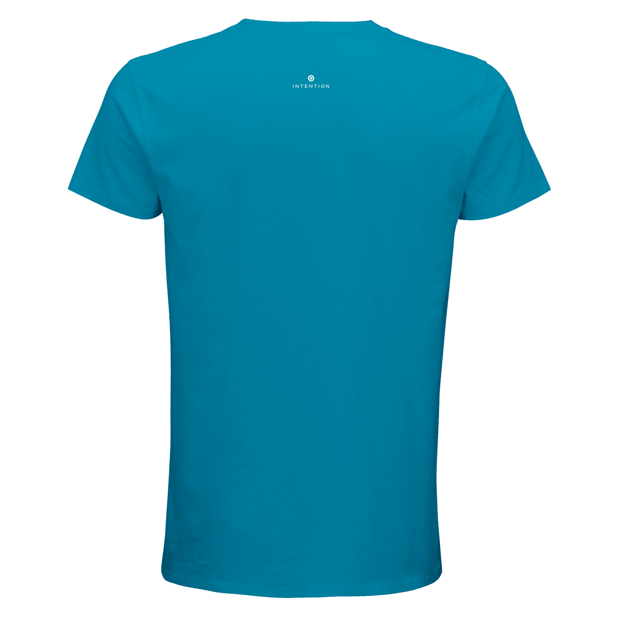 Adventurous Dancing in Colours Organic Men's Fitted T-shirt Aqua flat back