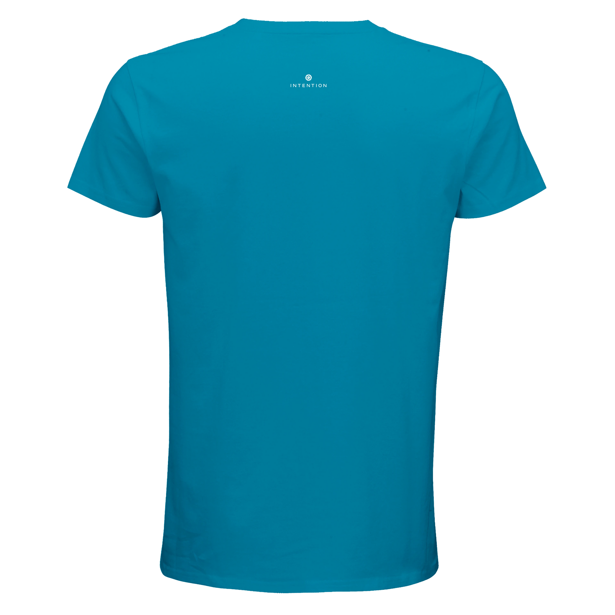 Adventurous Dancing in Colours Organic Men's Fitted T-shirt Aqua flat back