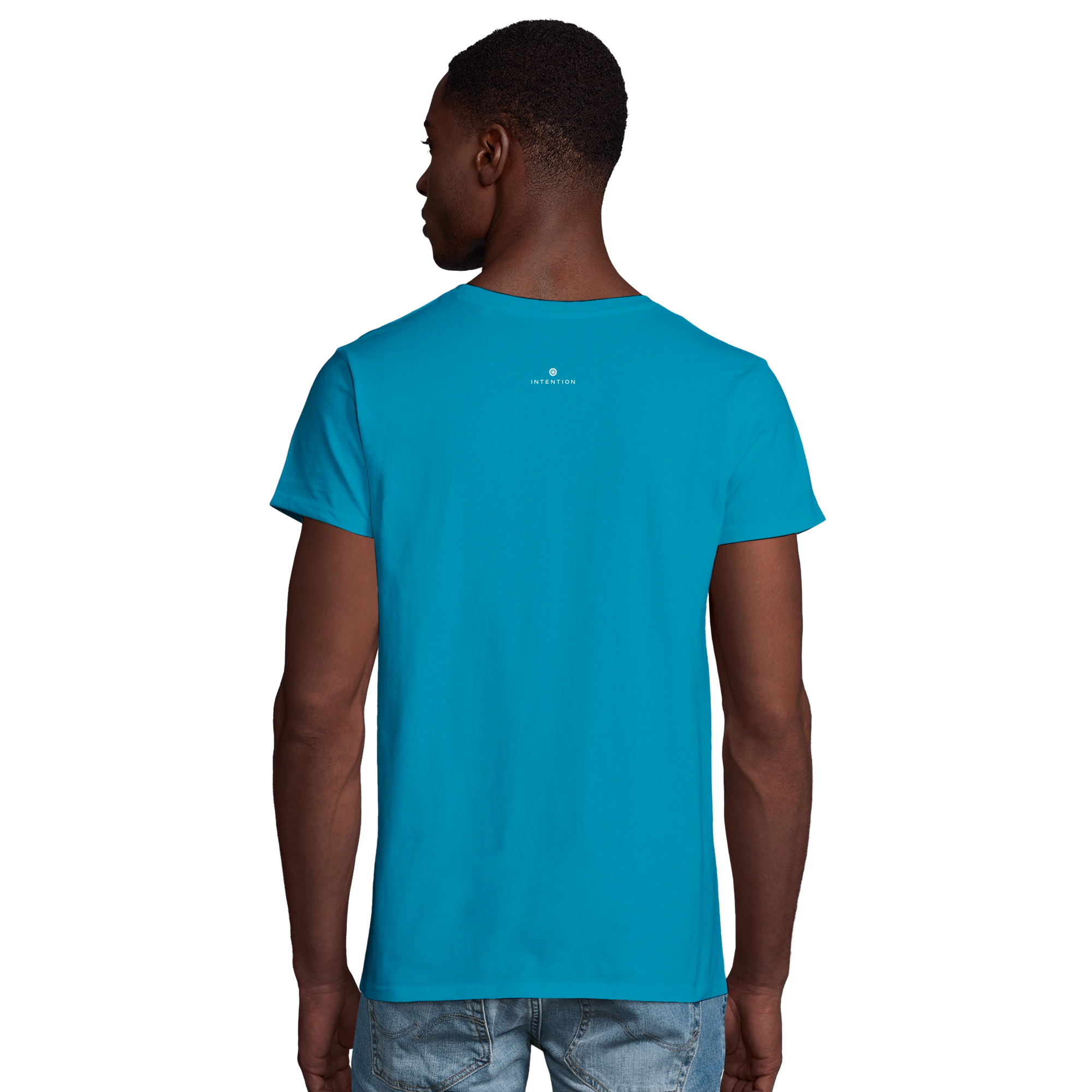 Adventurous Dancing in Colours Organic Men's Fitted T-shirt Aqua model back