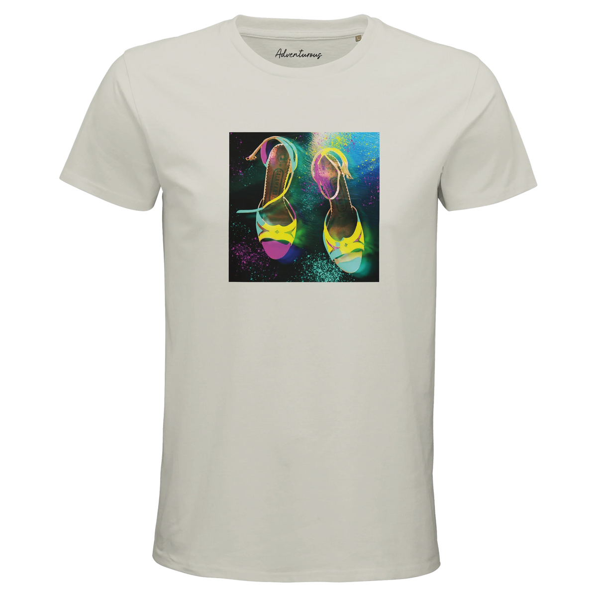 Adventurous Dancing in Colours Organic Men's Fitted T-shirt Ash flat front