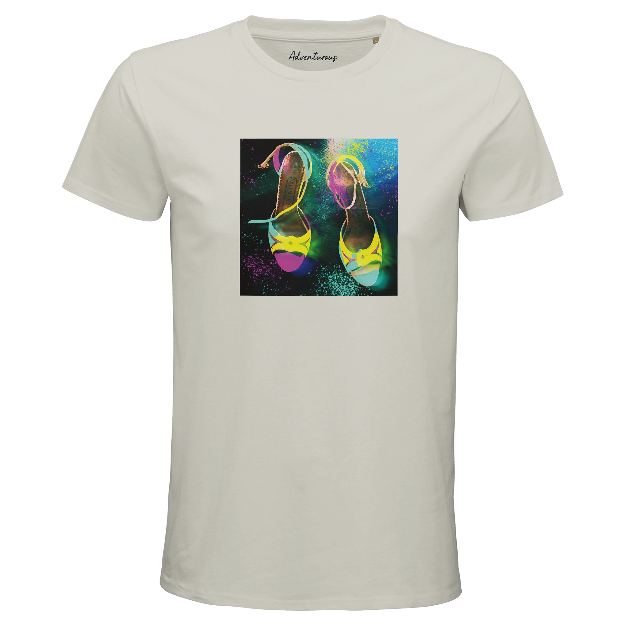Adventurous Dancing in Colours Organic Men's Fitted T-shirt Ash flat front