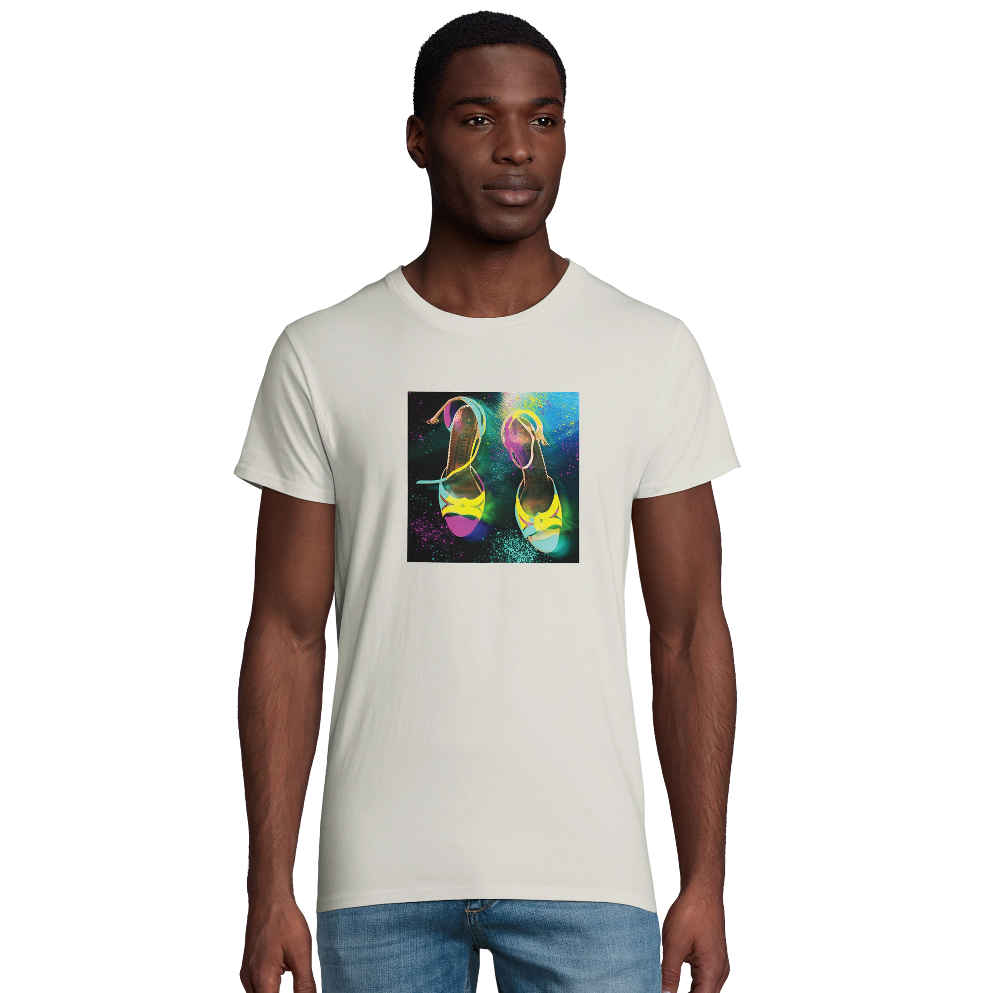 Adventurous Dancing in Colours Organic Men's Fitted T-shirt Ash model front