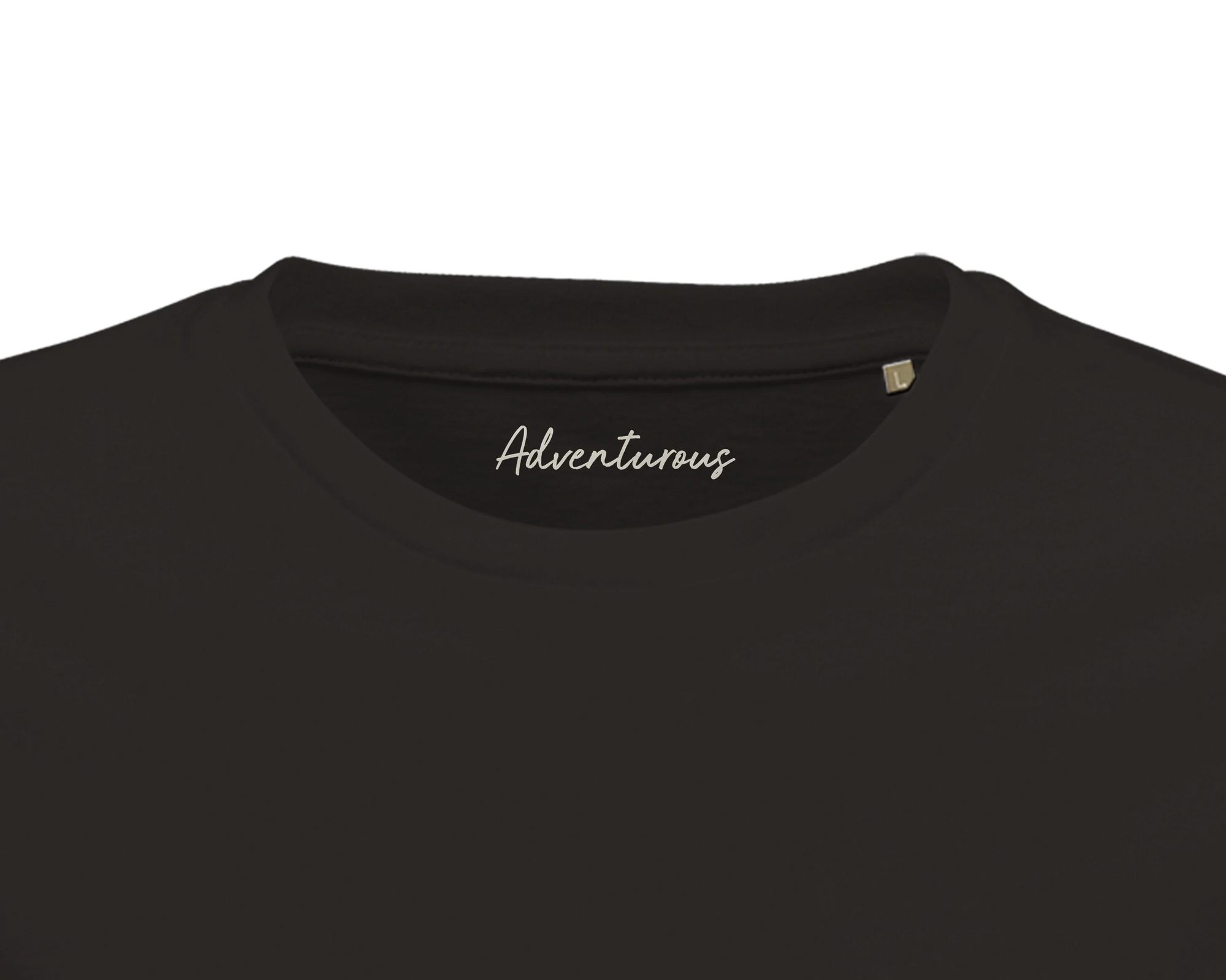 Adventurous Dancing in Colours Organic Men's Fitted T-shirt Deep Black inside neck