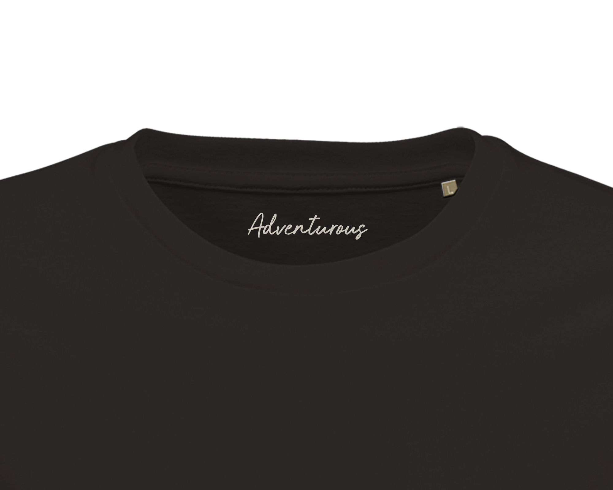 Adventurous Dancing in Colours Organic Men's Fitted T-shirt Deep Black inside neck