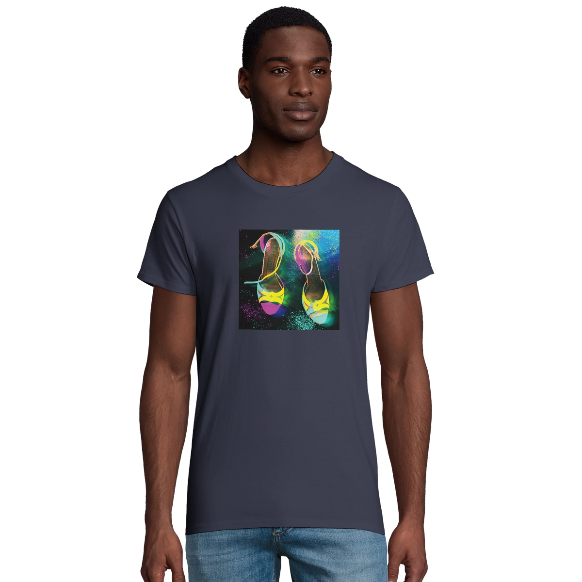 Adventurous Dancing in Colours Organic Men's Fitted T-shirt mouse grey model front