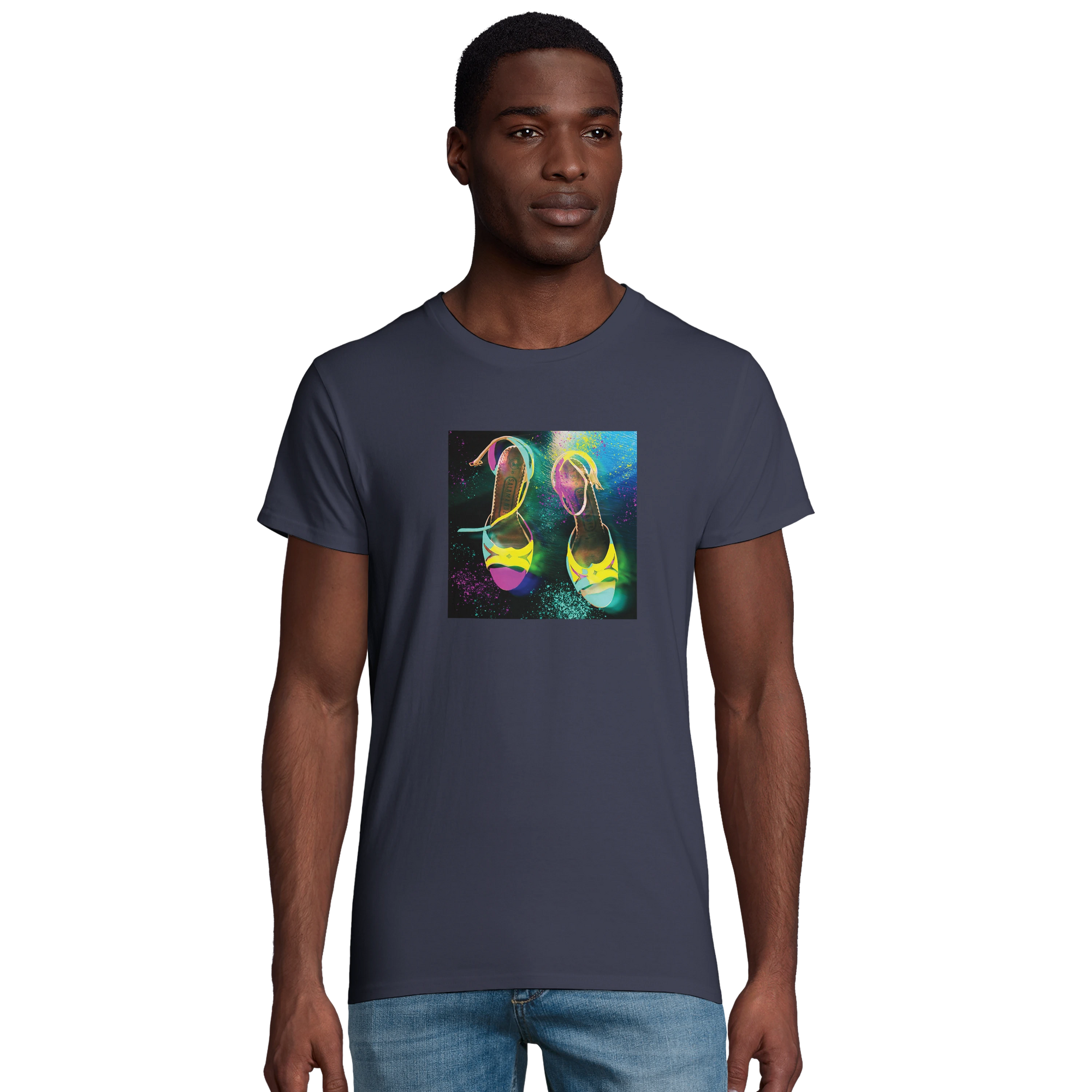 Adventurous Dancing in Colours Organic Men's Fitted T-shirt mouse grey model front
