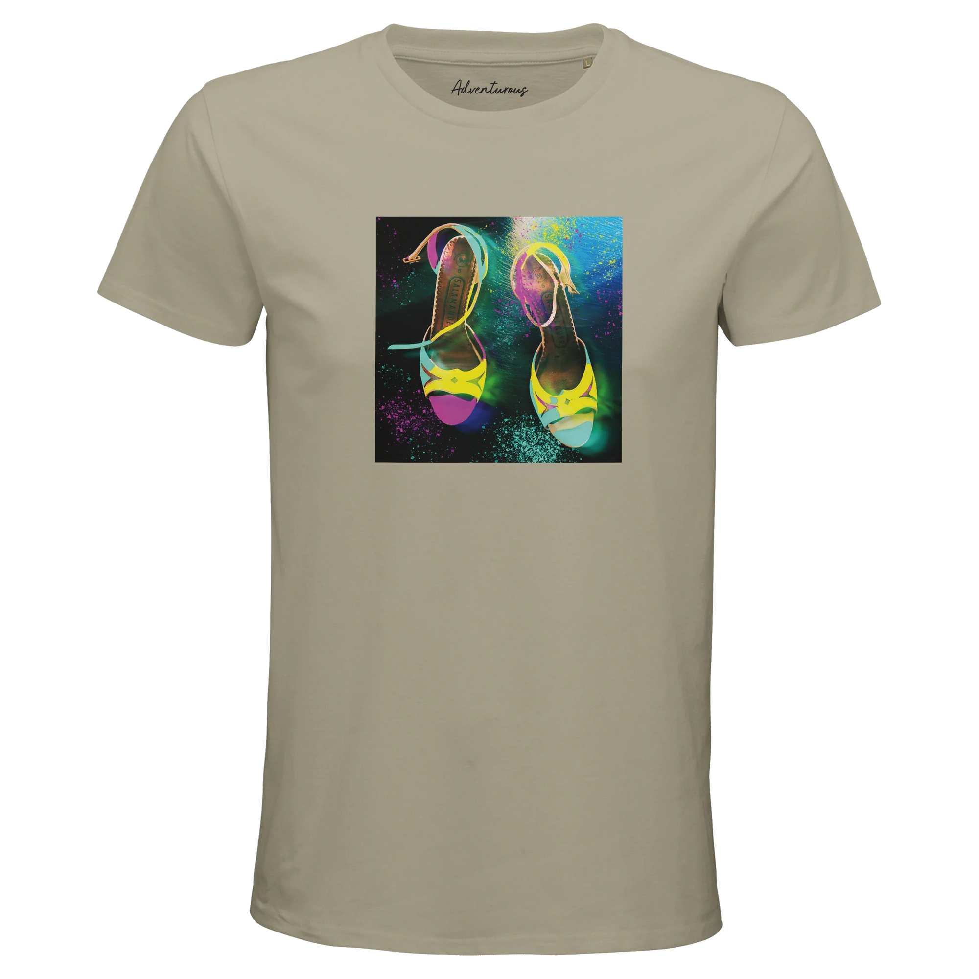 Adventurous Dancing in Colours Organic Men's Fitted T-shirt Rope flat front