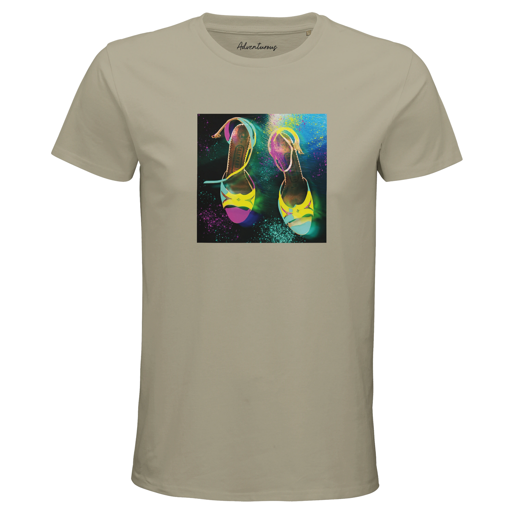 Adventurous Dancing in Colours Organic Men's Fitted T-shirt Rope flat front