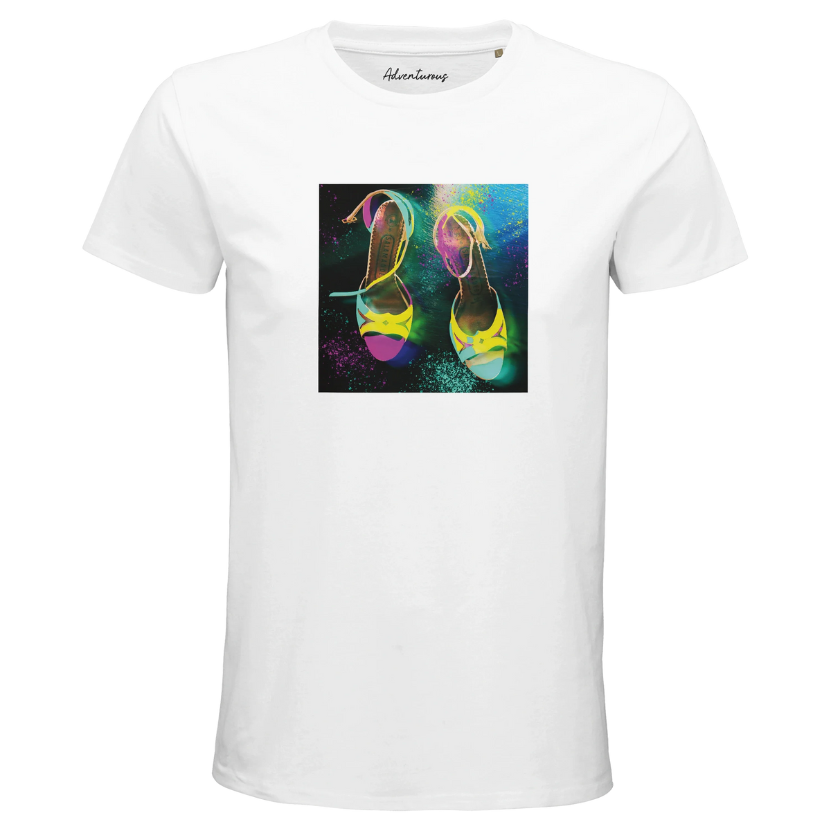 Adventurous Dancing in Colours Organic Men's Fitted T-shirt White flat front