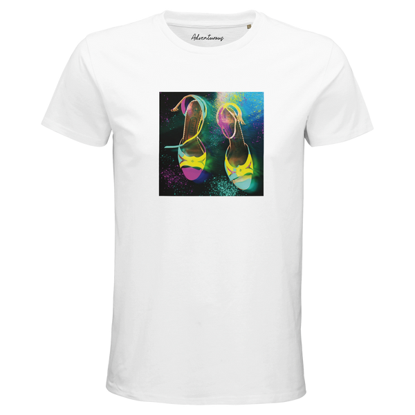 Adventurous Dancing in Colours Organic Men's Fitted T-shirt White flat front