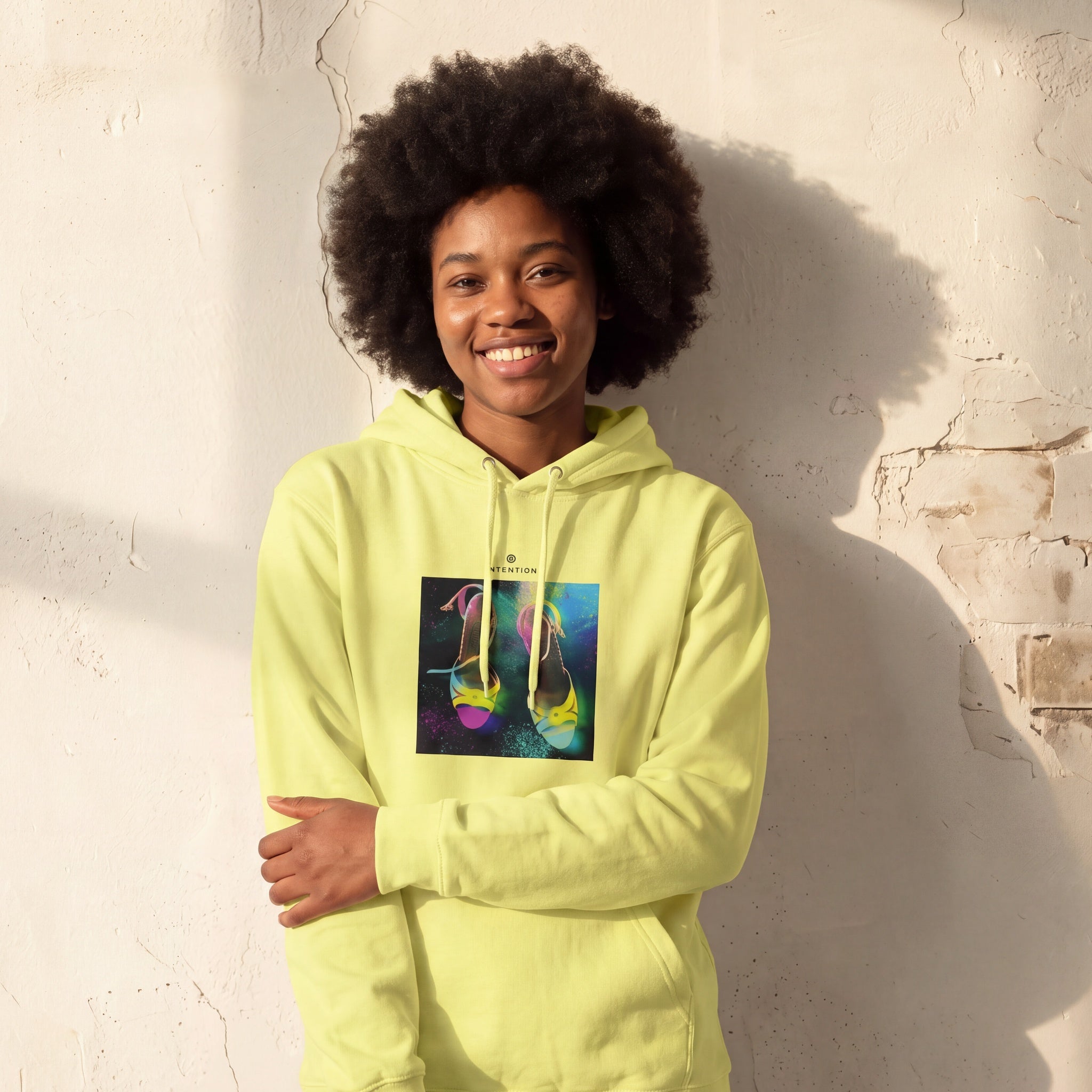 Adventurous - "Dancing in Colours" Hoodie Light Yellow studio