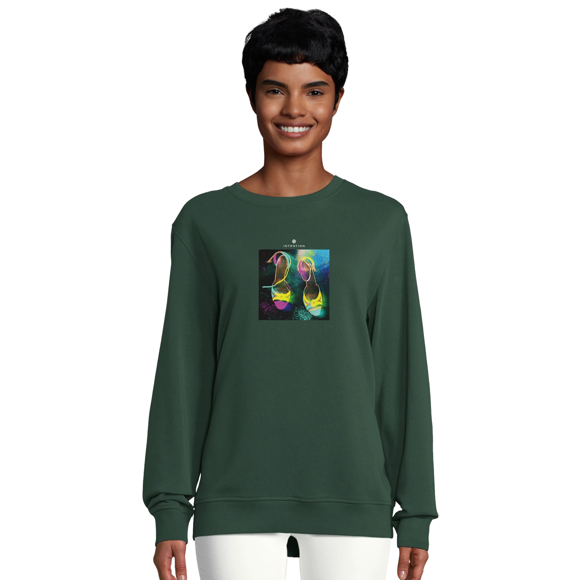Adventurous - "Dancing in Colours" Sweatshirt Bottle Green XS 26