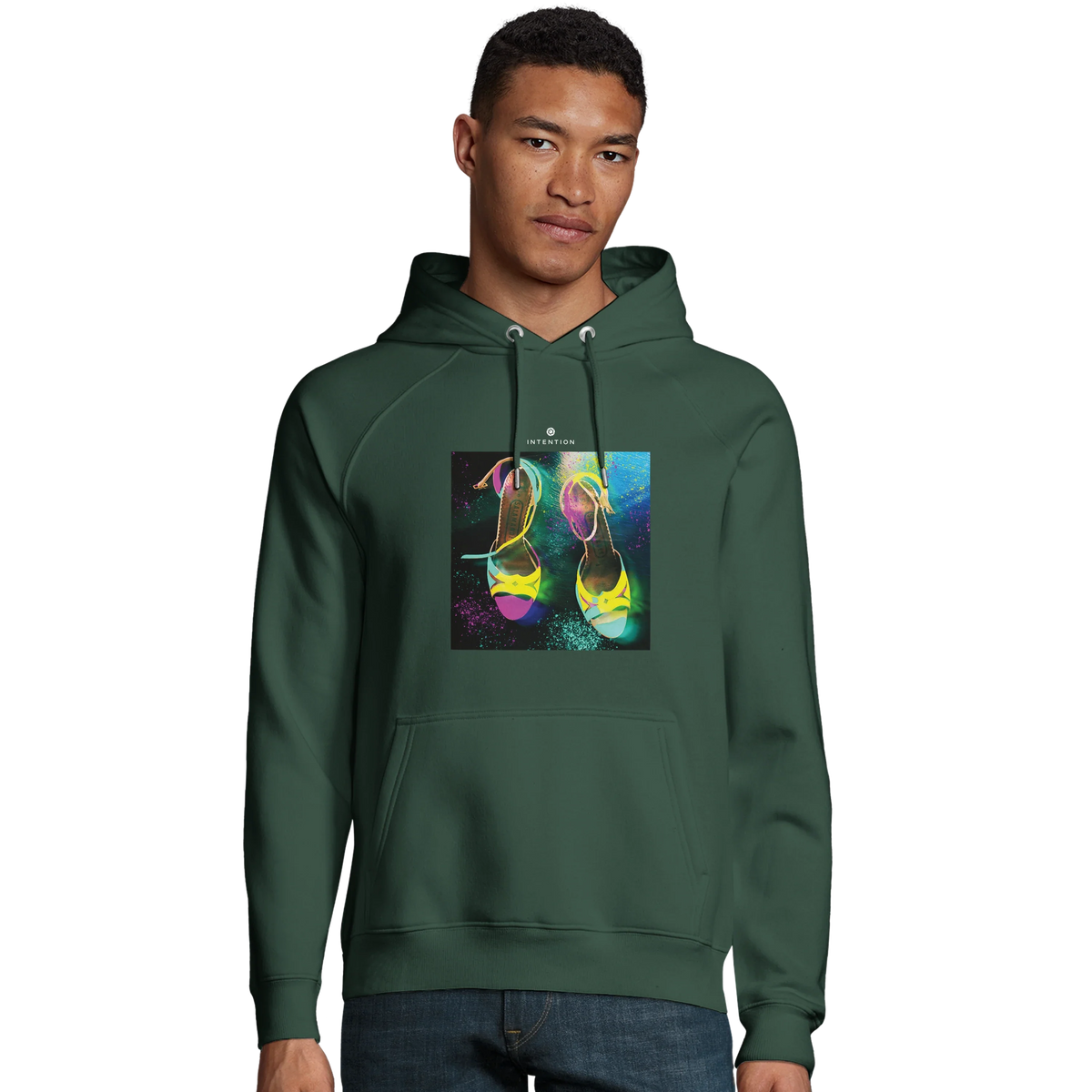 Adventurous - "Dancing in Colours" Hoodie Bottle Green 3