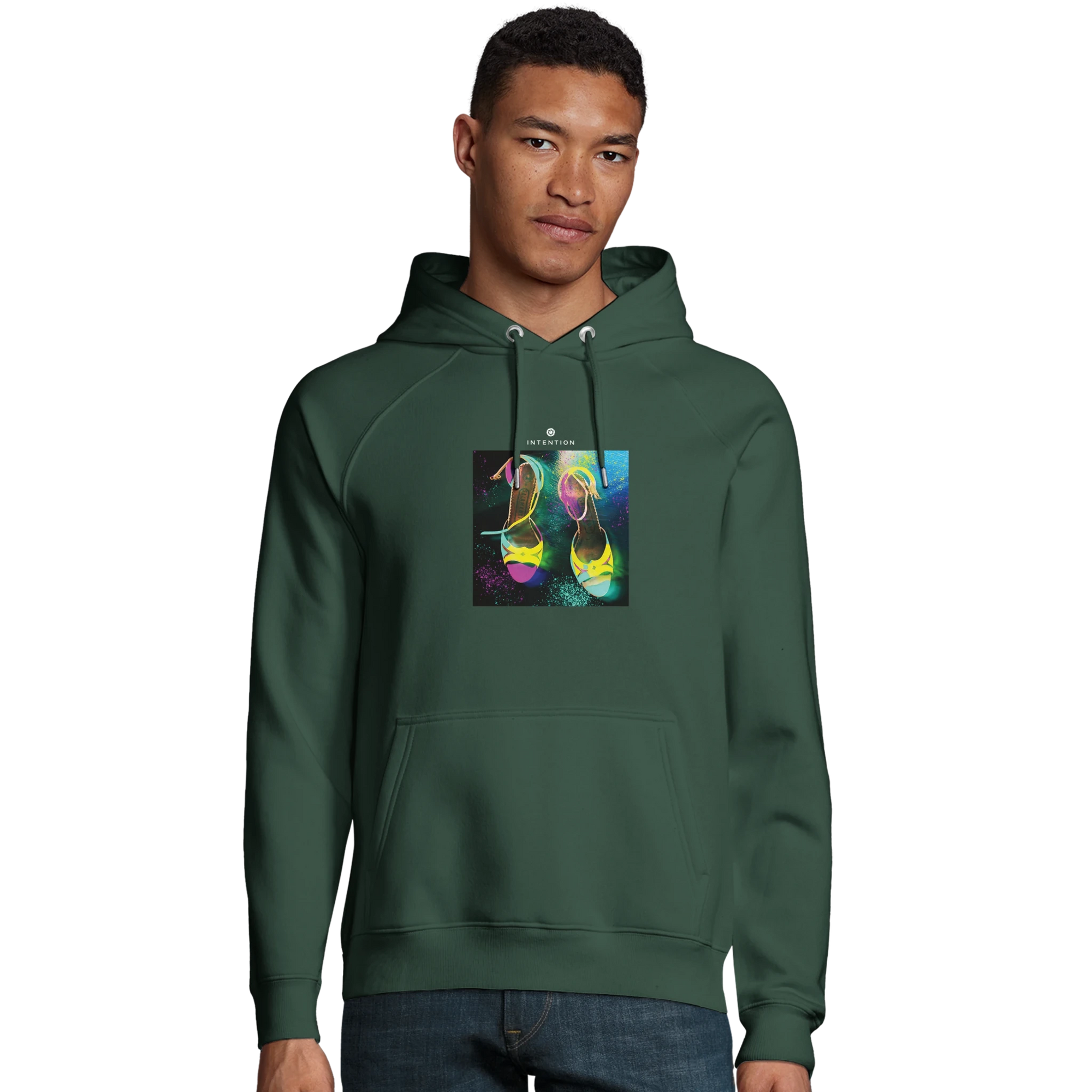 Adventurous - "Dancing in Colours" Hoodie Bottle Green 3
