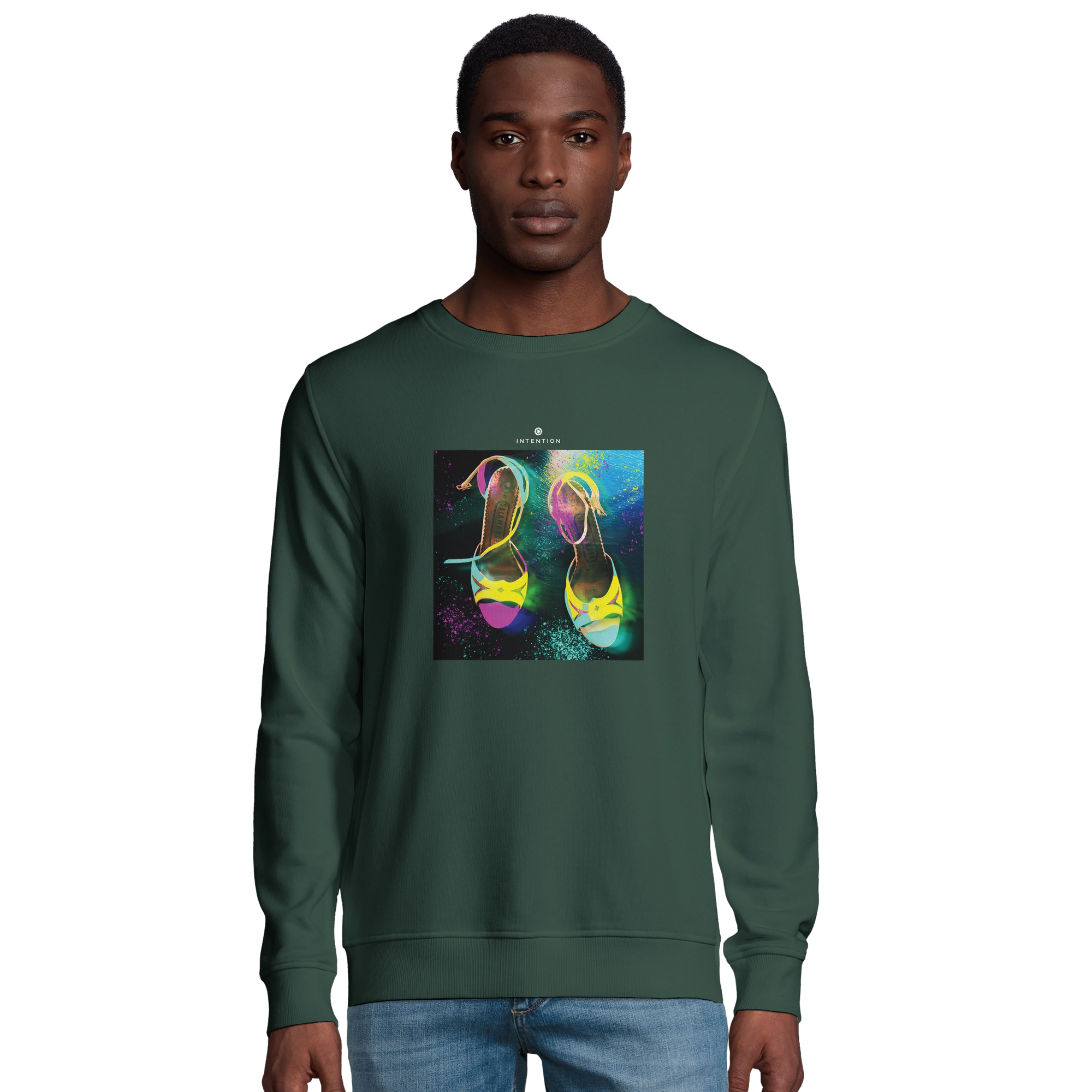 Adventurous - "Dancing in Colours" Sweatshirt Bottle Green 3