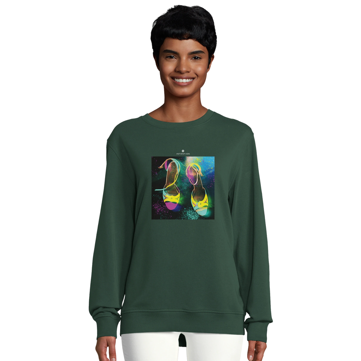 Adventurous - "Dancing in Colours" Sweatshirt Bottle Green 5