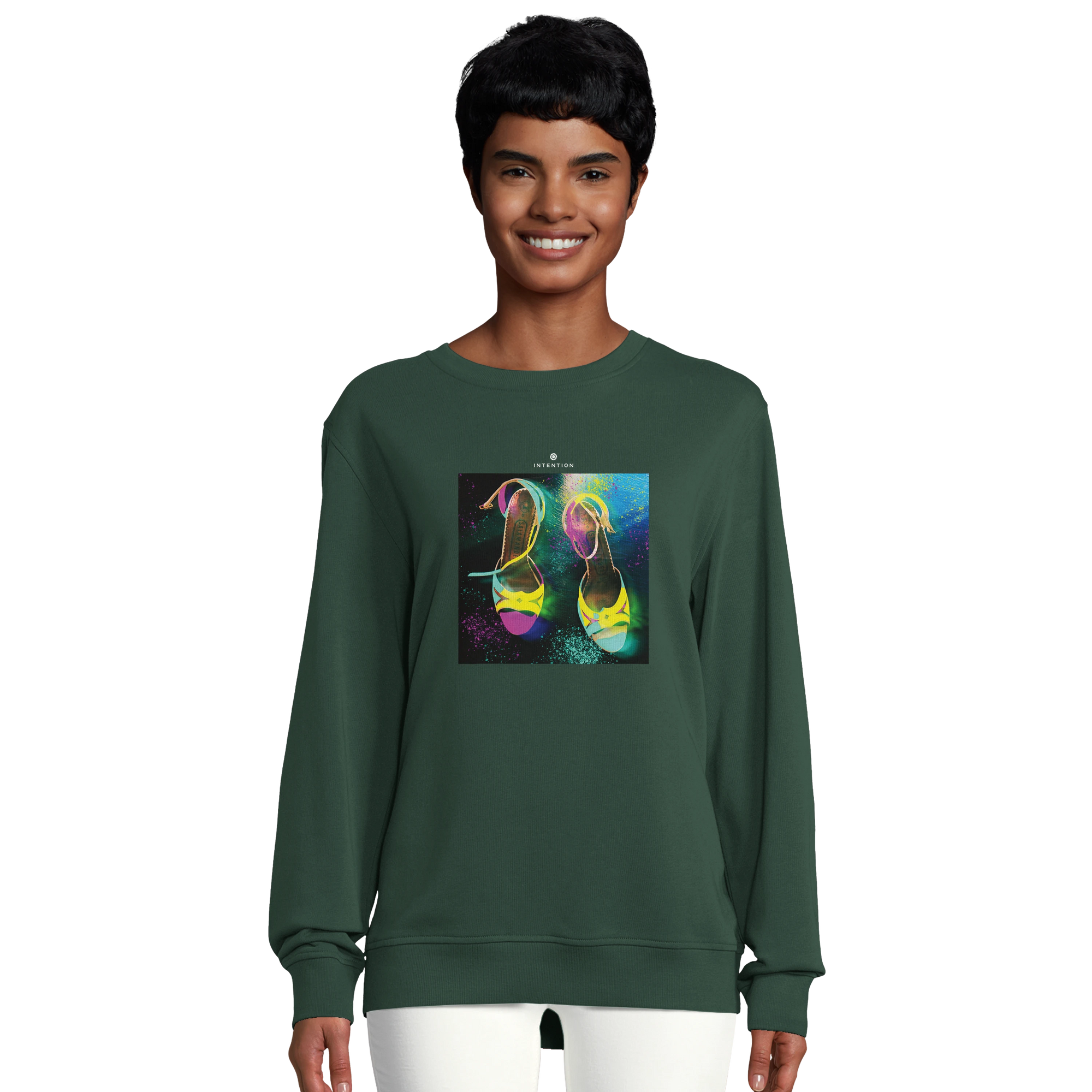 Adventurous - "Dancing in Colours" Sweatshirt Bottle Green 5