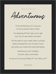 Adventurous Word of Intention Framed print 13x18 cm / 5x7″ Black frame Linen paper