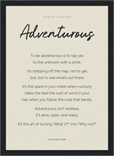 Adventurous Word of Intention Framed print 21x29.7 cm / 8x12" Black frame Linen paper
