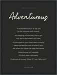 Adventurous Word of Intention Framed print 30x40 cm / 12x16″ Black frame Carbon paper