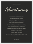 Adventurous Word of Intention Framed print 30x40 cm / 12x16″ White frame Carbon paper