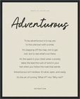 Adventurous Word of Intention Framed print 40x50 cm / 16x20″ Black frame Linen paper