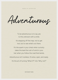 Adventurous Word of Intention Framed print 50x70 cm / 20x28″ White frame Linen paper