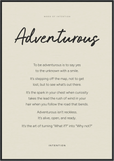 Adventurous Word of Intention Framed print 70x100 cm / 28x40″ Black frame Linen paper