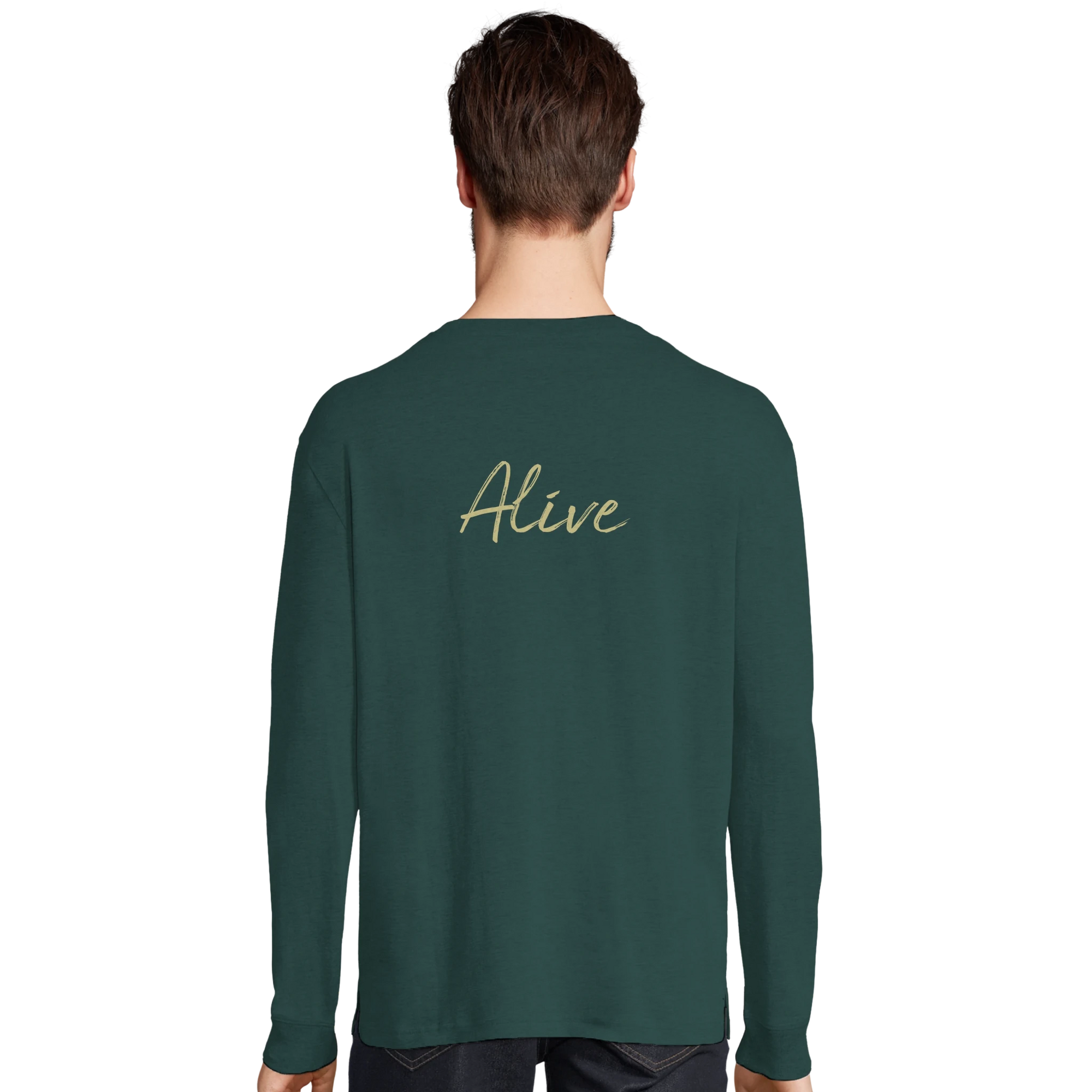 Alive - "Moving Smiles" Long sleeve green empire XS 23