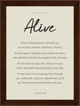 Alive Word of Intention Framed print 13x18 cm / 5x7″ Dark wood frame Linen paper