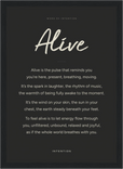 Alive Word of Intention Framed print 21x29.7 cm / 8x12" Black frame Carbon paper