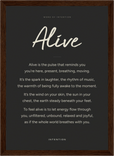 Alive Word of Intention Framed print 21x29.7 cm / 8x12" Dark wood frame Carbon paper