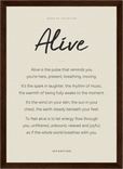 Alive Word of Intention Framed print 21x29.7 cm / 8x12" Dark wood frame Linen paper